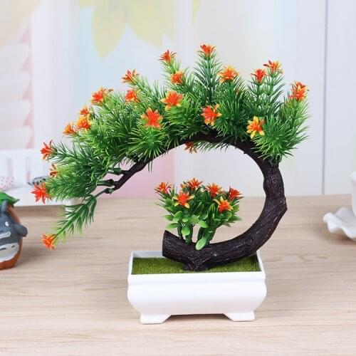 1set New bonsai plant ornaments artificial tree indoor desktop decorative green fake tree potted plants