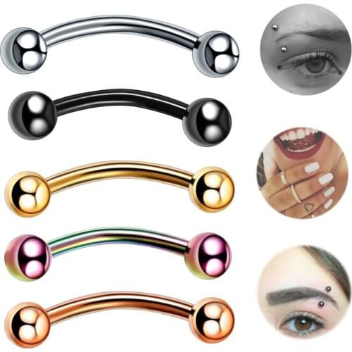 1PC Titanium Eyebrow Banana Piercings Curved Barbell Ring Lip Labret Tongue Piercings Daith Helix Earring Piercings Body Jewelry