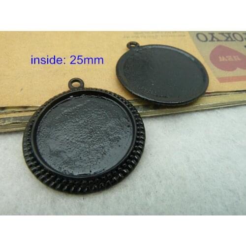 15 pcs Big Round Cameo Base Settings,Black Cabochon Base Cup,Blank Photo Pendant Tray,DIY Jewelry Supplies -Free Shipping