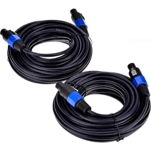 2 Pack 25 Ft Male Speakon to Speakon Cables, Professional 12 Gauge AWG Audio Cord DJ Speaker Cable Wire with Twist Lock