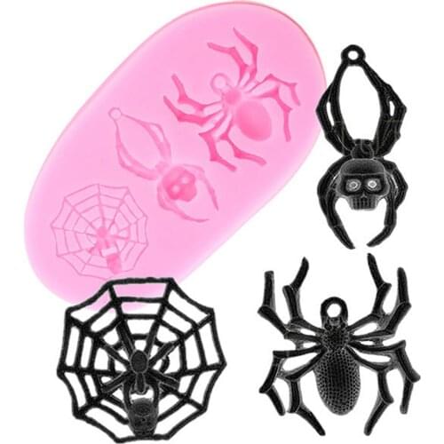 3D Spider Silicone Mold DIY Halloween Party Cake Decorating Tools Cupcake Fondant Chocolate Candy Mould Jewelry Resin Clay Molds