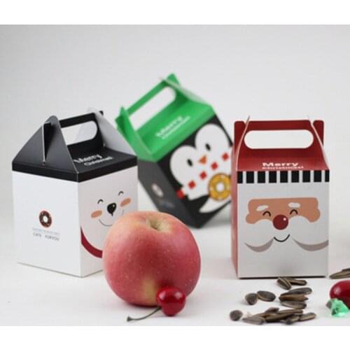 5Pcs Christmas Candy Box Bags Santa Claus Gift Box DIY Cookie Packaging Bag Merry Christmas Party Decoration New Year Kids Gift