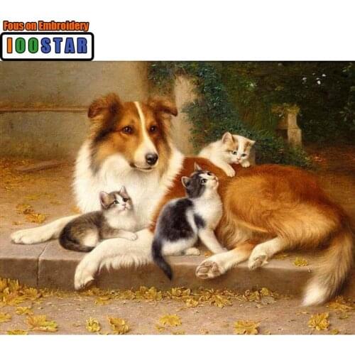 5D Diy diamond painting cross stitch "Dog Cat Friendly" Full Square Diamond embroidery Needlework Rhinestone Mosaic Crafts