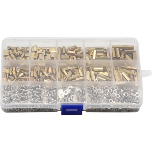 910Pcs M3 Male Female Hex Brass Standoff Spacer with Pan Head Screw Nut and Washer Assortment Kit Motherboard Standoff