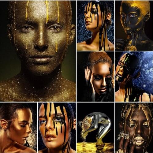 5d DIY Diamond Painting Sexy Nude Woman In Black and Gold DIY Diamond Embroidery Cross Stitch Full Square Round Drill Home Decor