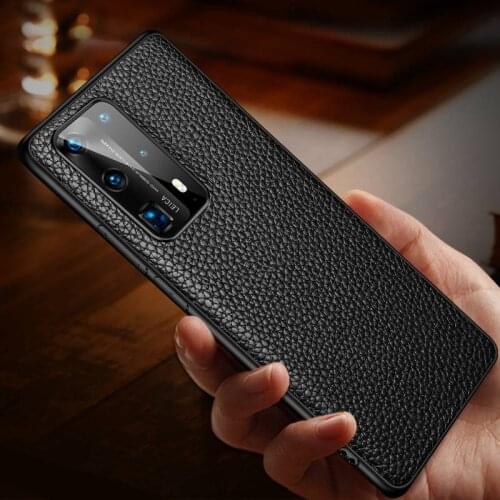 Genuine Leather Case for Huawei P40 Pro Plus P40Pro P30Pro P30 Pro Lite Mate 30 40 Pro Plus Case Lychee Grain Soft Back Cover