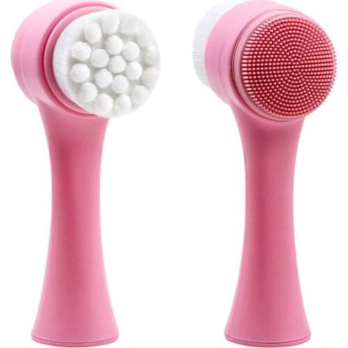 Hot Sale Soft Silicone Facial Cleansing Brush Women Makeup Brushes 3D Double Sides Multifunction Portable Face Cleaning Brushes