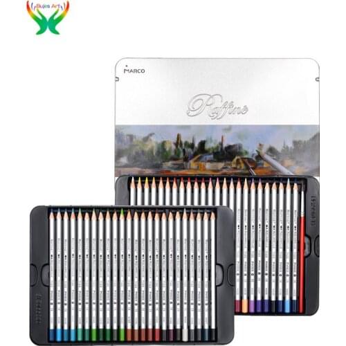 Original 24/36/48/72 water-soluble color pencil Marco Raffine series hand-painted drawing design bright color pencil iron box