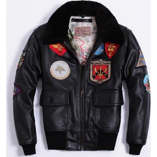 AVIREX FLY Air Force Bomber Jacket Fur Collar Cowhide Genuine Leather Jacket Man G1 Multi-standard Motorcycle Biker Coat Male