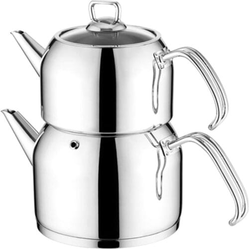 NEVA N014 Miranda Mini Teapot 2.4 Liter 18/10 Stainless Steel Turkish Brewing Tea For Tea Pot Set Made in Turkey