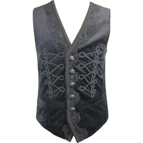 Devil Fashion Gothic Black Sleeveless Fancy Embroidered Waistcoats Steampunk Autumn V Collar Party Prom Handsome Vest Coats