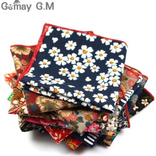 Fashion Suits Flower Printing Pocket Square 25cm*25cm Mens Cotton Handkerchiefs Chest Towel Ladies Hanky Hankies