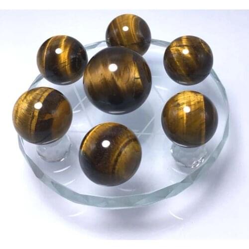 New Seven star array natural tigers eye reiki ball with plate