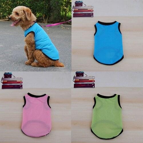 Solid Mesh Small Dog Vest Casual Style Summer Fashion Pet Dog Vest Cooling Thin Outdoor Dog Sleeveless T-shirt For Yorks