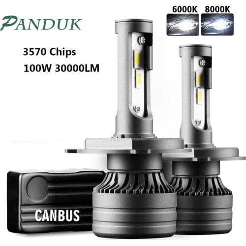 PANDUK 2Pcs H4 LED 30000LM 100W Car Light CANBUS H4 H7 H8 H11 H1 9005 9006 HB3 HB4 LED Headlight for Car Lamp Turbo Bulbs Auto