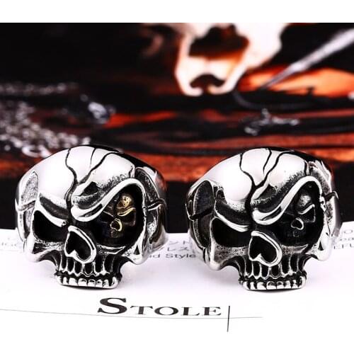 Punk Skull Eye Biker ring Personlity Stainless Steel Rings devil skull Man Gothic Style Jewelry