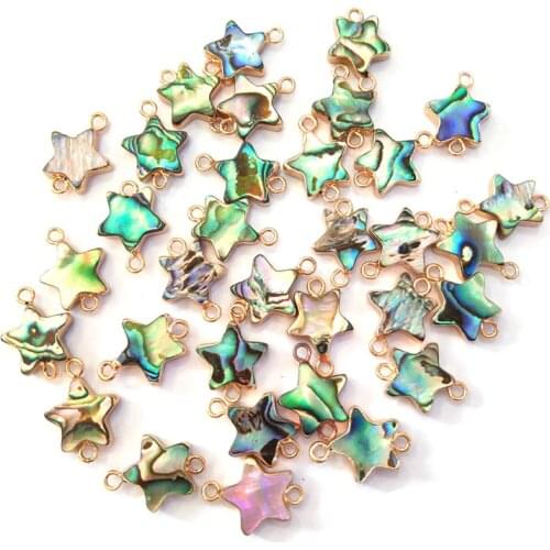 Natural Shell Pendants Star Shape Double hole connector Pearl Charm for Jewelry Making DIY Bracelet Necklace Accessories