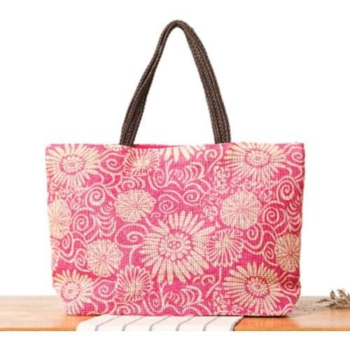 College style simple and versatile super large capacity beach bag casual one shoulder straw bag summer holiday woven bag