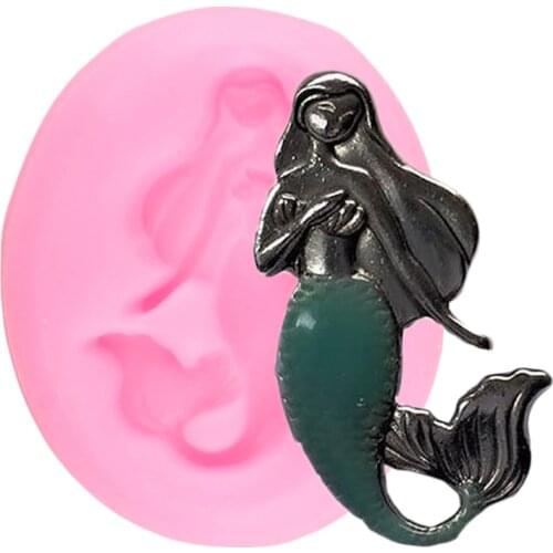 Mermaid Relief Silicone Mold Cupcake Topper Fondant Cake Border Decorating Tools Candy Polymer Clay Chocolate Gumpaste Moulds
