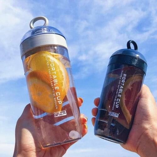 With Straw Water Cup Female Student Korean Harajuku Plastic Bottles Creative Trend Personality Portable Hand Cup