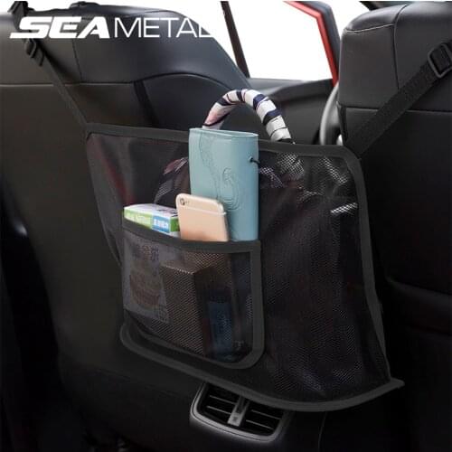 Car Mesh Organizer Seat Back Pocket Handbag Holder Seat Gap Storage Bag Large Capacity Auto Net Bag Pouch Interior Accessories