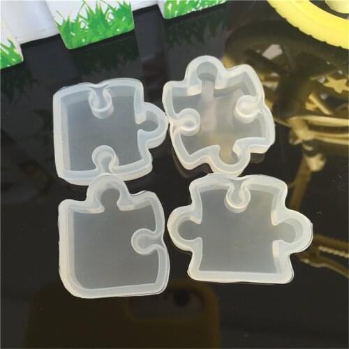 New Puzzle Piece Gemstone Crystal Epoxy Resin Mold Diy Jewelry Pendant Making Tools Epoxy Clear Silicone Mould