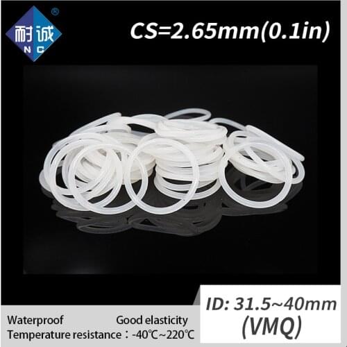 2PCS/lot Silicone rubber oring VMQ CS 2.65mm ID31.5/32.5/34.5/36.5/37.5/38.7/40mm O Ring Gasket Silicone O-ring waterproof