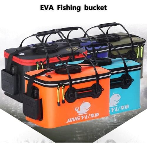 EVA Foldable Fishing Tackle Box Thicken Fishing Bucket Multifunctional Fish Bag Portable 28x28x50cm Big Capacity Water Bucket
