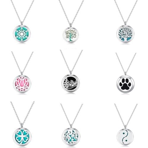 Mesinya Women Necklace Pendant Aromatherapy Essential Oils 316L Stainless Steel Diffuser Magnet Necklace Jewelry 30mm