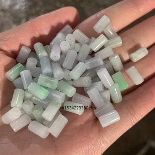 10pc Natural A Green Jade Beads DIY Bracelet Bangle Charm Jadeite Jewellery Fashion Accessories Amulet Gifts for Women Men