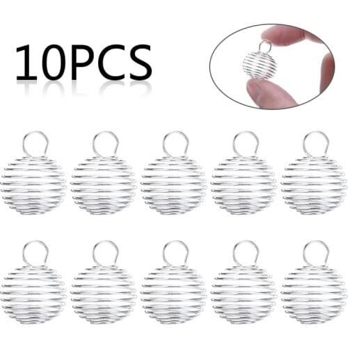 10pcs Shellhard Silver Plated Necklaces Pendants Vintage Spiral Bead Cages DIY Pendant Jewellery Findings 25mm