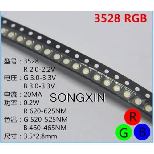 100pcs 3528 RGB POWER TOP 1210 3528 SMD SMT PLCC-2 LED Red Green Blue New common anode
