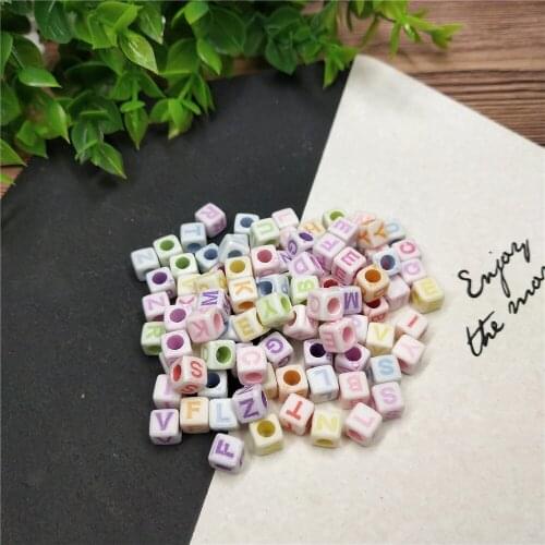 100pcs 6x6mm Letter beads Mixed Colors Plastic Perforation Beads for DIY Jewelry Making Earrings Necklace Bracelet Accessories