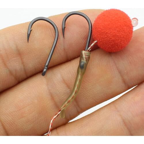 25PCS Carp Fishing Hooks Classic Eye Hook Drill Hair Rigs PTFE Coated Barbed Hook Fishing Hook 2/4/6/8/10 For Carp Fishing
