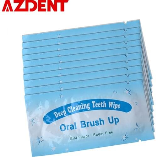 Teeth Whitening Dental Lab 500pcs Azdent Teeth Wipe Oral Brush Up Finger Whitening Deep Cleaning Wipes Dental Tooth Hygiene