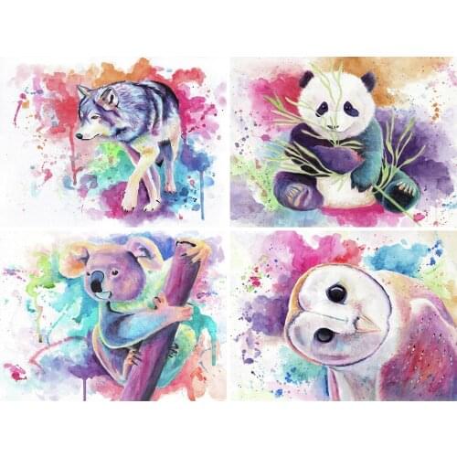 5D DIY Diamond Painting Animals Wolf Owl Panda Cross Stitch Kit Full Drill Embroidery Mosaic Art Picture of Rhinestones Decor