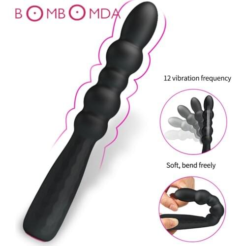 Anal Vibrator For Adult long Beads Men Prostate Massager USB Charge Flexible Dildo Butt Plug G spot Stimulate Sex Toys For Women