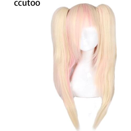 Ccutoo Kiryu Hiyori Wigs 65cm Ladys Girl Medium Blonde Pink Mix Synthetic Hair Cosplay Party Wigs Heat Resistance Fiber+ Cap