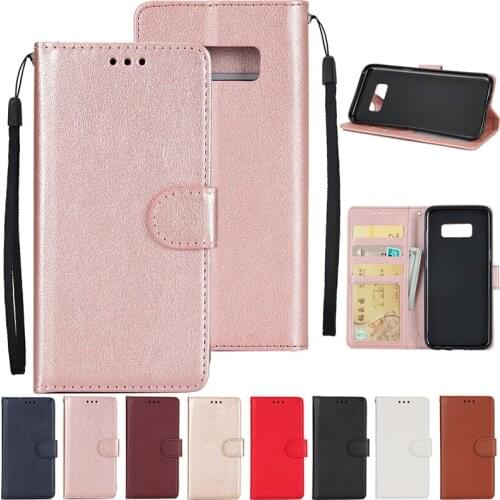 For Samsung Galaxy S6 S7 Edge S8 S9 S10 Plus Solid Color Leather Wallet Case for Samsung S10E S10 Lite Flip Cover Card Slot Bag