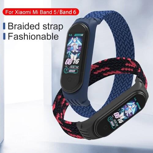 Colorful nylon weave pattern strap for xiaomi miband 6 mi band 5 6 nfc my band5 band6 bracelet straps on xiomi miband6 miband5
