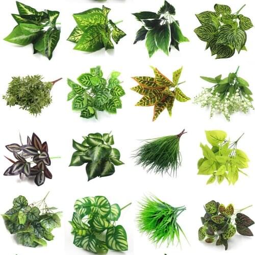 7 Fork Artificial Plants Eucalyptus Grass Plastic Ferns Green Leaves Fake Flower Plant Wedding Home Decoration Table Decors