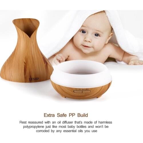 LESHP Vase Air Purifier Electric Oil Burner Aroma Diffuser Ultra-quiet Auto-off Humidifier Aromatherapy Light Wood Grain