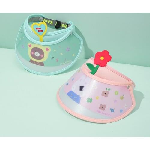 Summer Kids Boys Girls Sunhats Child Big Brim Visor Hat Cap Cute Cartoon Outdoor PVC Waterproof Sunprotection Hat Change Color