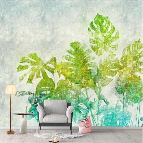 Milofi custom 3D modern tropical plants green leaves large TV bedroom background wallpaper mural