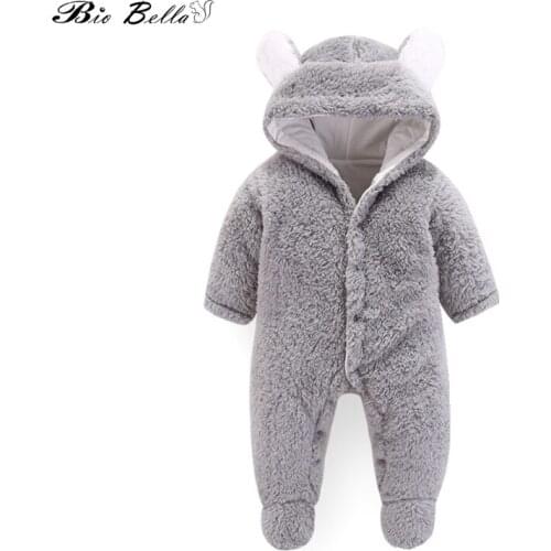 Cute Rabbit Ear Hooded Baby Rompers for Babies Boys Girls Clothes Winter Newborn Clothing Jumpsuit Infant Costume Baby Outfits
