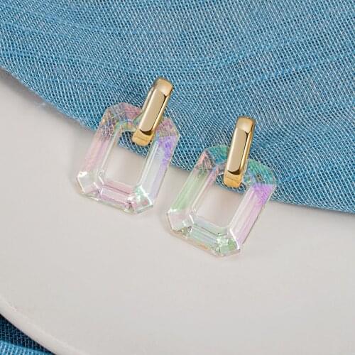 Fashion Color Transparent Earrings For Women Geometric Acrylic Hanging Earrings 2021 Trend Party Female Modern Wedding Jewelry