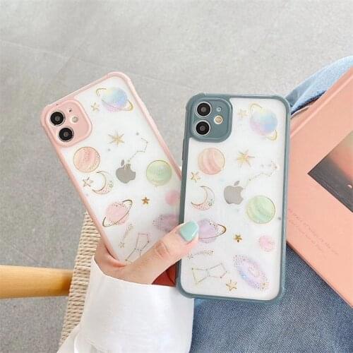 Fashion Epoxy Glitter Star Moon Phone Case For iPhone 11 Pro Max XR XS Max 7 8 Plus X SE shockproof Transparent Back Cover coque