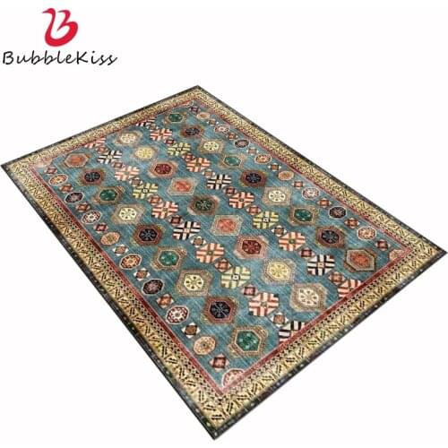 Bubble Kiss 2020 New Area Rug Blue Geometric Pattern Living Room Carpet Retro Pakistani Ethnic Style Bedroom Floor Mat Carpet