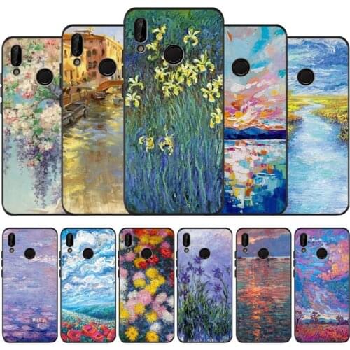 Impressionist art black soft Phone Case for huawei P40 P30 P20 P10 Pro lite P9 Lite nova 4E 6SE Psmart 2019 Y6 9 Prime