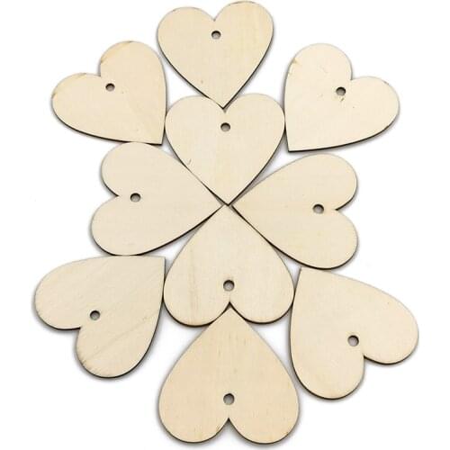 10-100mm Heart Shaped Unfinished Wooden Cutout Circles Chips Wood Craft for Board Game Pieces, Arts & Crafts, Ornaments, Decor